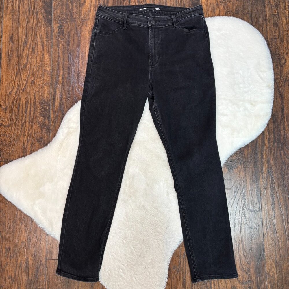 Old Navy Jeans‎ 14 Straight Leg High-Rise Black Stretch Women's
